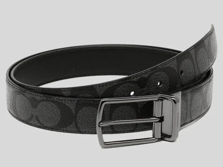 COACH Men s Modern Harness Cut-To-Size Reversible Signature Coated Canvas Belt Black RS-F64825 Supply