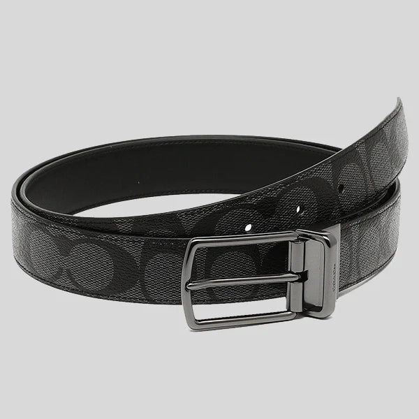 COACH Men s Modern Harness Cut-To-Size Reversible Signature Coated Canvas Belt Black RS-F64825 Supply