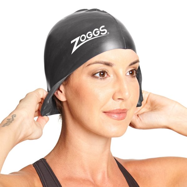 Zoggs Australia One Size Silicone Black Swim Cap Supply