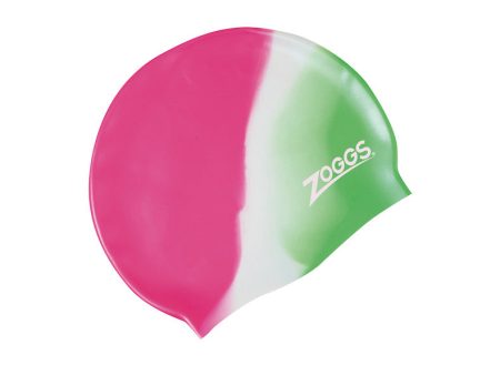 Zoggs Australia Junior Silicone Green White Pink Swim Cap Cheap