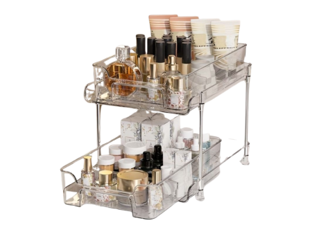 2 tier transparent pull-out tray organiser For Cheap