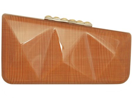 72 Smalldive Orange Laminated Plaid Minaudiere Clutch Online Hot Sale