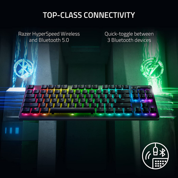 Razer Deathstalker V2 Pro Tenkeyless - Wireless Low Profile Optical Gaming Keyboard (Linear Red Switch) - White Edition on Sale