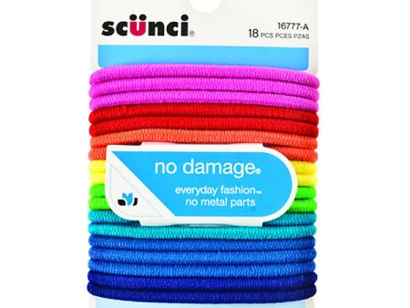 SCUNCI - No Damage Hair Elastics Bright Large - 18 Pack Hot on Sale